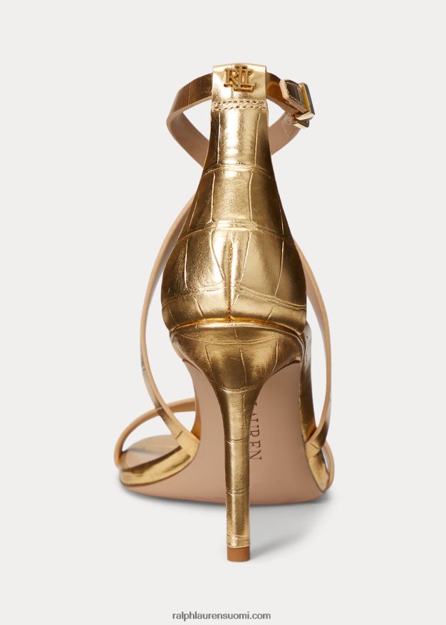 Ralph Lauren naiset gabriele metallinen nahkasandaali 0Z24ZR5006 moderni kulta