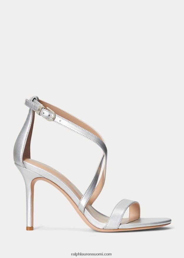 Ralph Lauren naiset gabriele metallinen nahkasandaali 0Z24ZR5023 kirkasta hopeaa