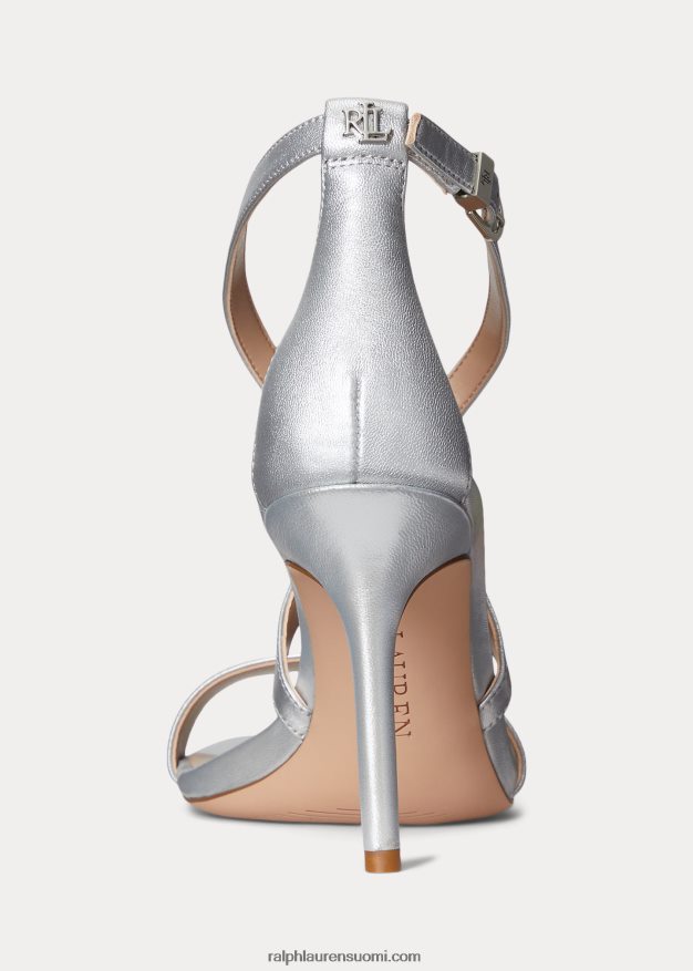 Ralph Lauren naiset gabriele metallinen nahkasandaali 0Z24ZR5023 kirkasta hopeaa