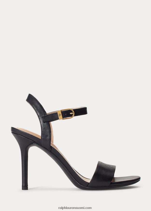Ralph Lauren naiset gwen kiillotettu nahka sandaali 0Z24ZR5024 musta