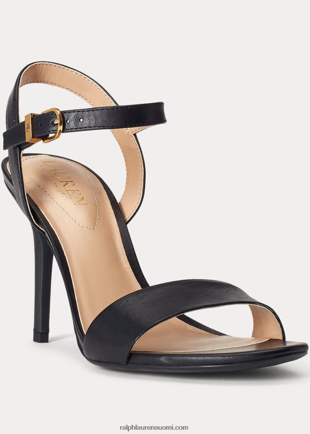 Ralph Lauren naiset gwen kiillotettu nahka sandaali 0Z24ZR5024 musta