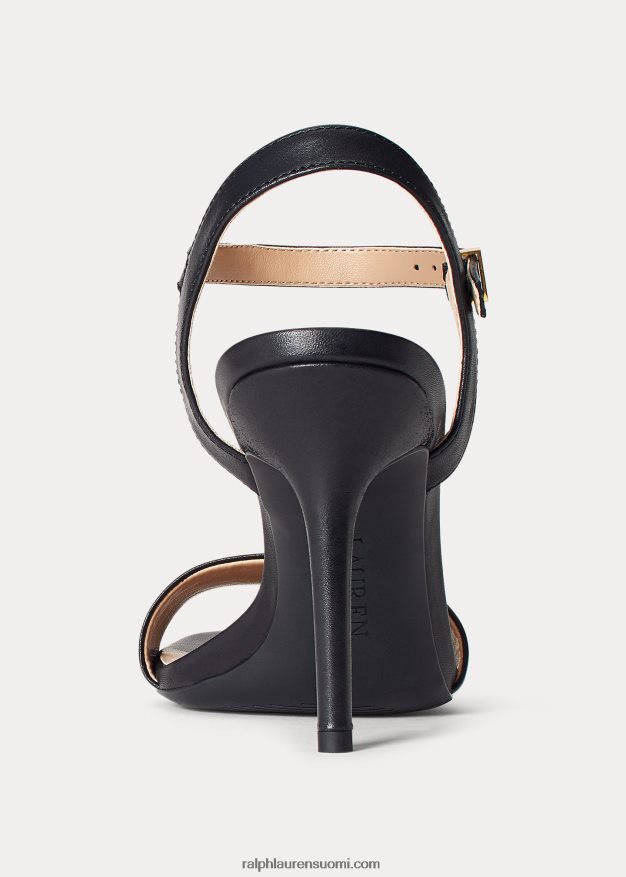 Ralph Lauren naiset gwen kiillotettu nahka sandaali 0Z24ZR5024 musta