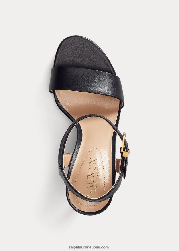 Ralph Lauren naiset gwen kiillotettu nahka sandaali 0Z24ZR5024 musta