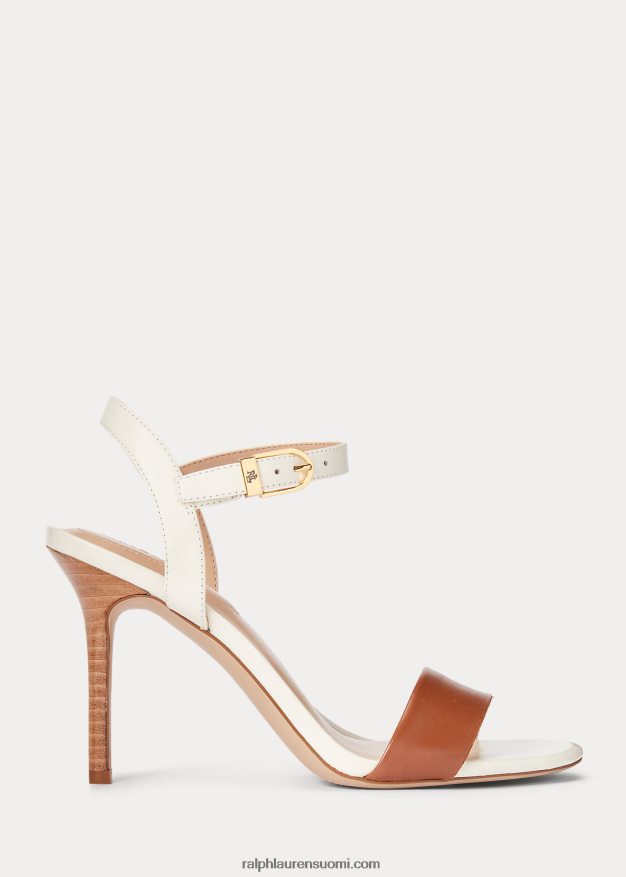 Ralph Lauren naiset gwen nappa -nahkasandaali 0Z24ZR5018 syvä satularusketus/vanilja