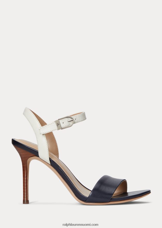 Ralph Lauren naiset gwen nappa -nahkasandaali 0Z24ZR5019 laivasto/vanilja
