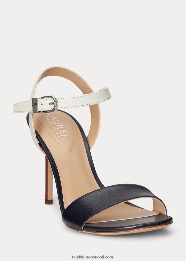 Ralph Lauren naiset gwen nappa -nahkasandaali 0Z24ZR5019 laivasto/vanilja