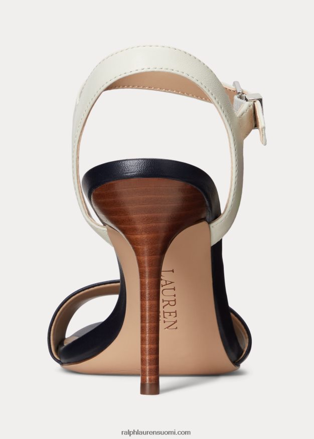 Ralph Lauren naiset gwen nappa -nahkasandaali 0Z24ZR5019 laivasto/vanilja
