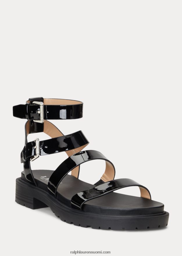 Ralph Lauren naiset kayleen kiiltonahkasandaali 0Z24ZR9712 musta