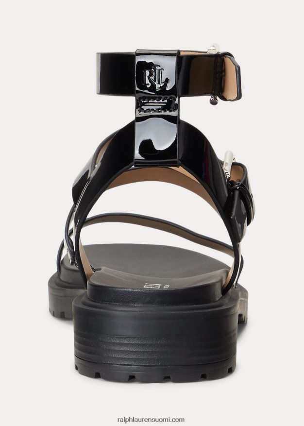 Ralph Lauren naiset kayleen kiiltonahkasandaali 0Z24ZR9712 musta