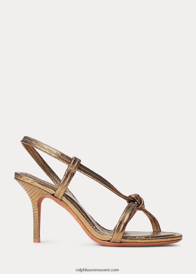 Ralph Lauren naiset metallinen vasikannahkainen solmittu sandaali 0Z24ZR5108