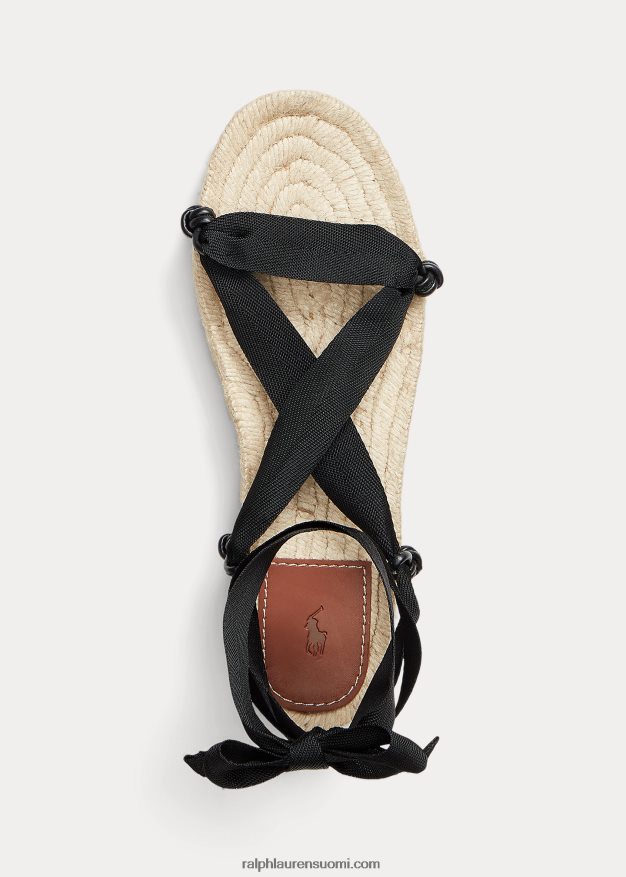 Ralph Lauren naiset nauhalliset espadrillisandaalit 0Z24ZR4966 musta