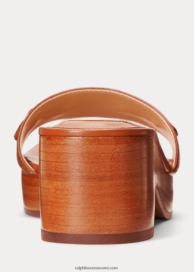 Ralph Lauren naiset roxanne nappa -nahkasandaali 0Z24ZR5013 syvä satularusketus