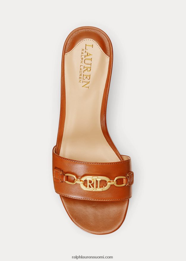 Ralph Lauren naiset roxanne nappa -nahkasandaali 0Z24ZR5013 syvä satularusketus