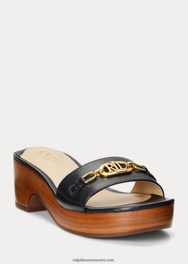 Ralph Lauren naiset roxanne nappa -nahkasandaali 0Z24ZR5014 musta