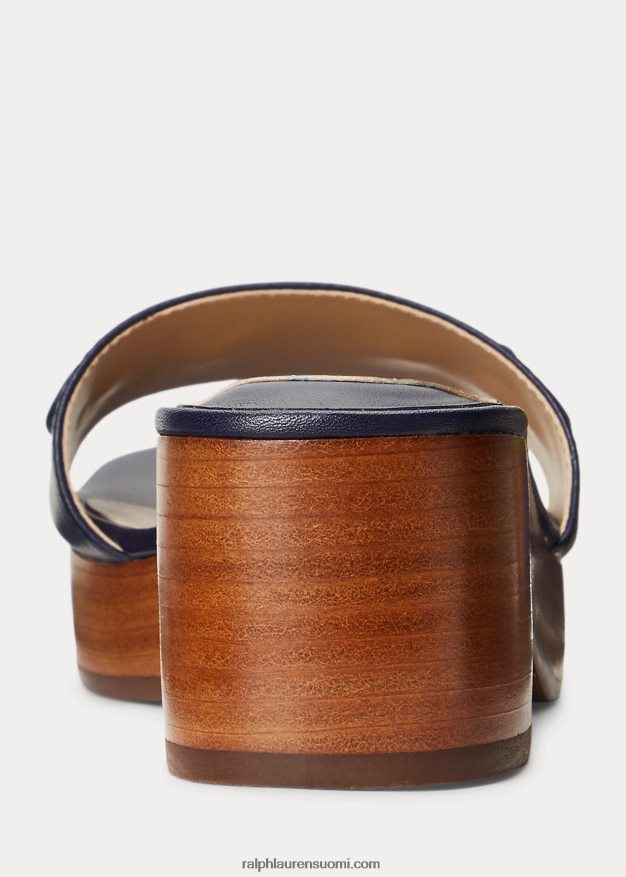 Ralph Lauren naiset roxanne nappa -nahkasandaali 0Z24ZR5015 hienostunut laivasto