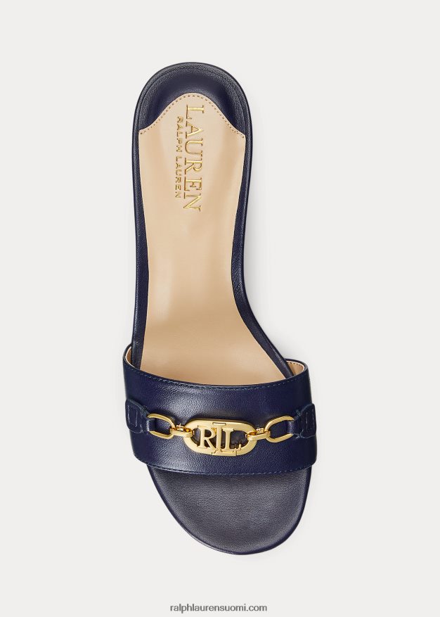 Ralph Lauren naiset roxanne nappa -nahkasandaali 0Z24ZR5015 hienostunut laivasto