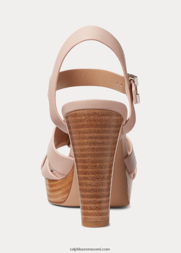 Ralph Lauren naiset soffia nappan nahka sandaali 0Z24ZR5022 vaalea pinkki