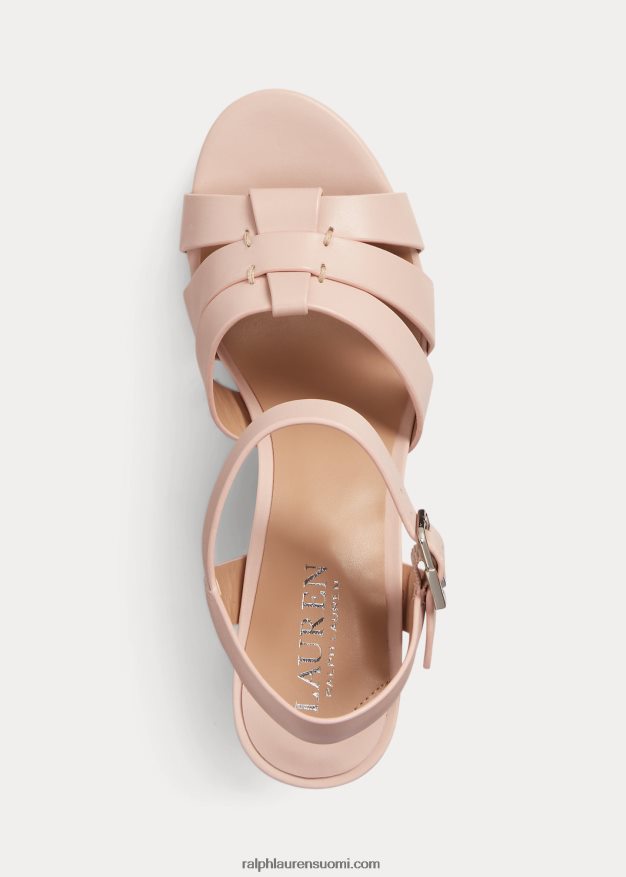 Ralph Lauren naiset soffia nappan nahka sandaali 0Z24ZR5022 vaalea pinkki