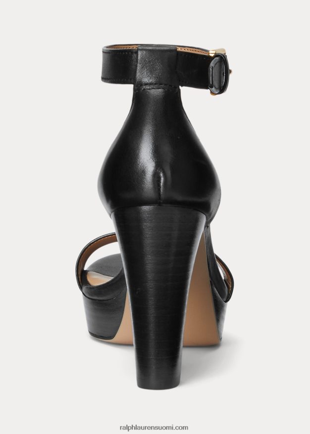 Ralph Lauren naiset sylvia kiillotettu nahka sandaali 0Z24ZR5021 musta