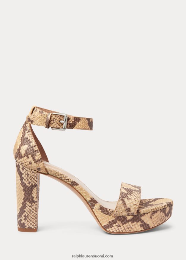 Ralph Lauren naiset sylvia tekokäärmeennahkasandaali 0Z24ZR4999 pergamentti
