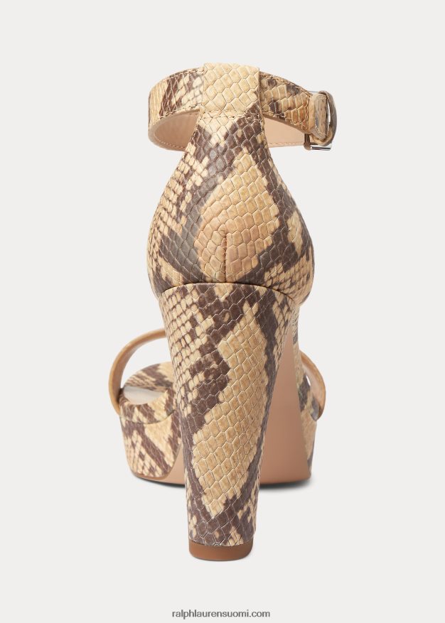 Ralph Lauren naiset sylvia tekokäärmeennahkasandaali 0Z24ZR4999 pergamentti