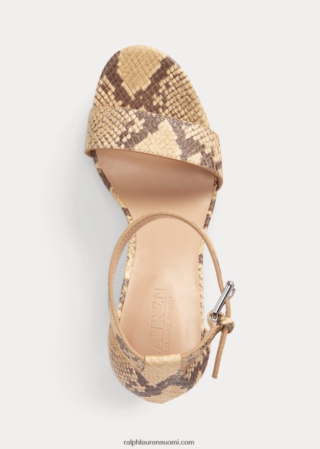 Ralph Lauren naiset sylvia tekokäärmeennahkasandaali 0Z24ZR4999 pergamentti