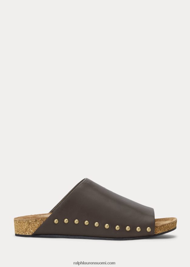 Ralph Lauren naiset vasikkanahkainen niittisandaali 0Z24ZR4971 tupakka