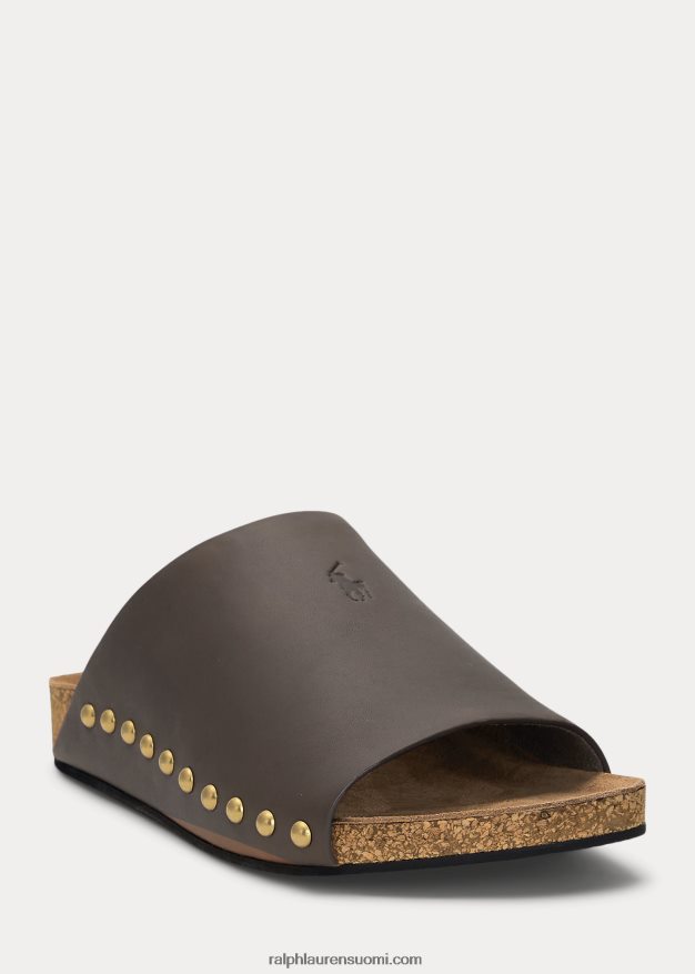 Ralph Lauren naiset vasikkanahkainen niittisandaali 0Z24ZR4971 tupakka