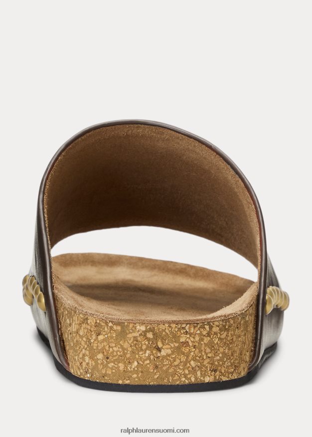 Ralph Lauren naiset vasikkanahkainen niittisandaali 0Z24ZR4971 tupakka