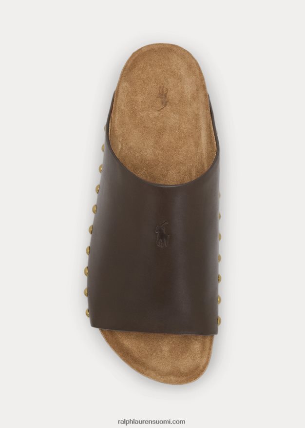 Ralph Lauren naiset vasikkanahkainen niittisandaali 0Z24ZR4971 tupakka