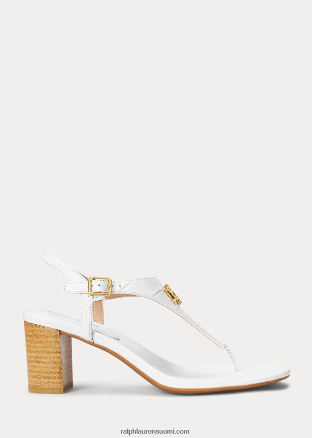 Ralph Lauren naiset westcott ii kohokuvioitu nahkasandaali 0Z24ZR5010 rl valkoinen