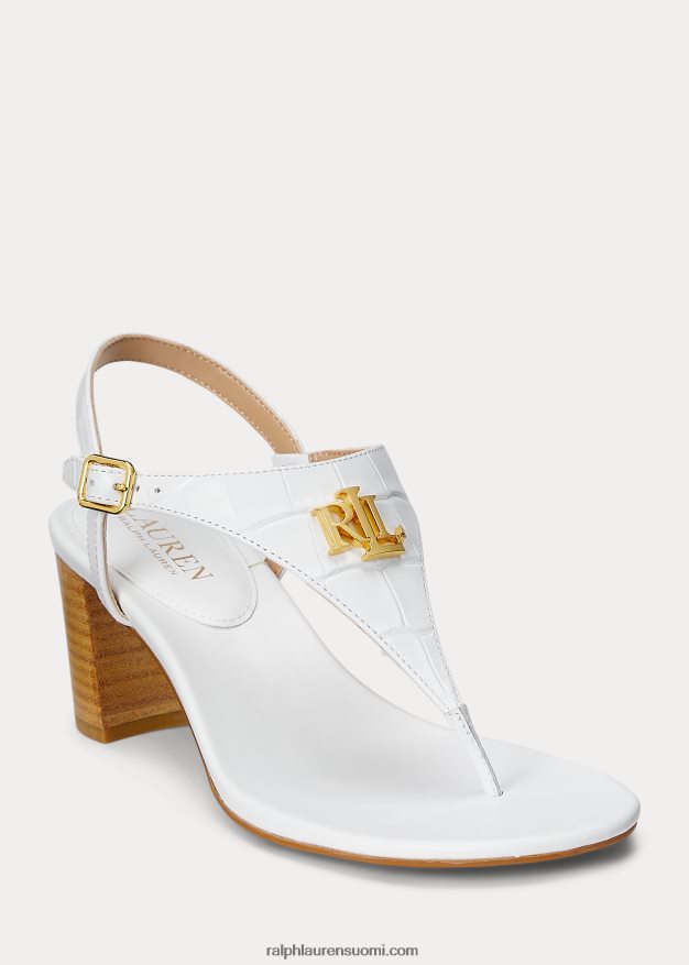Ralph Lauren naiset westcott ii kohokuvioitu nahkasandaali 0Z24ZR5010 rl valkoinen