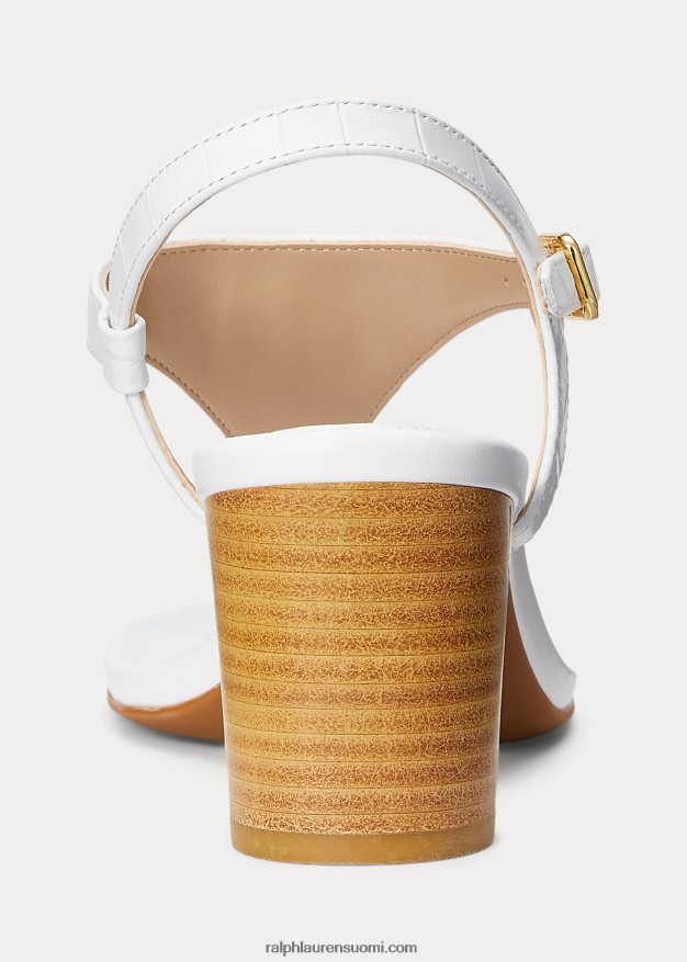 Ralph Lauren naiset westcott ii kohokuvioitu nahkasandaali 0Z24ZR5010 rl valkoinen