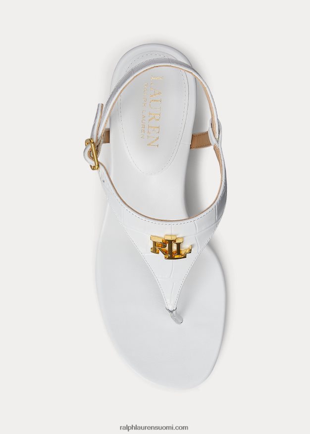 Ralph Lauren naiset westcott ii kohokuvioitu nahkasandaali 0Z24ZR5010 rl valkoinen
