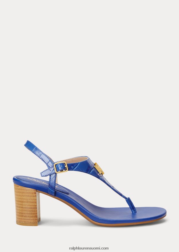 Ralph Lauren naiset westcott ii kohokuvioitu nahkasandaali 0Z24ZR5011 sininen saturn