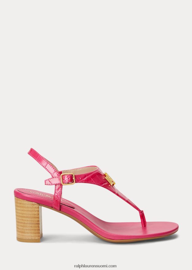 Ralph Lauren naiset westcott ii kohokuvioitu nahkasandaali 0Z24ZR5012 urheilu pinkki