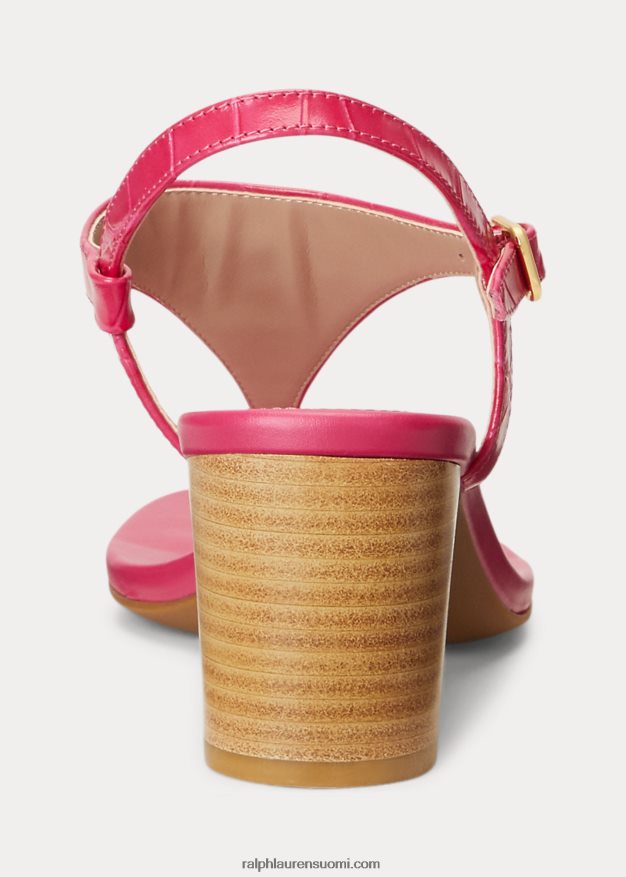 Ralph Lauren naiset westcott ii kohokuvioitu nahkasandaali 0Z24ZR5012 urheilu pinkki