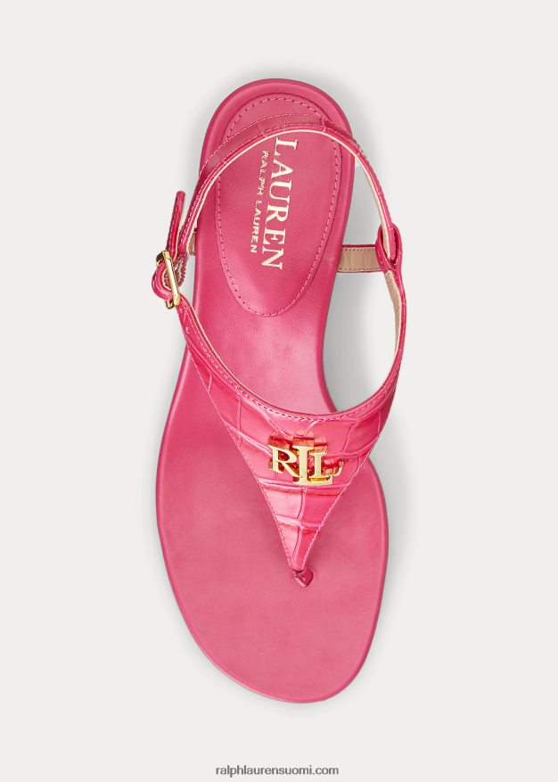 Ralph Lauren naiset westcott ii kohokuvioitu nahkasandaali 0Z24ZR5012 urheilu pinkki