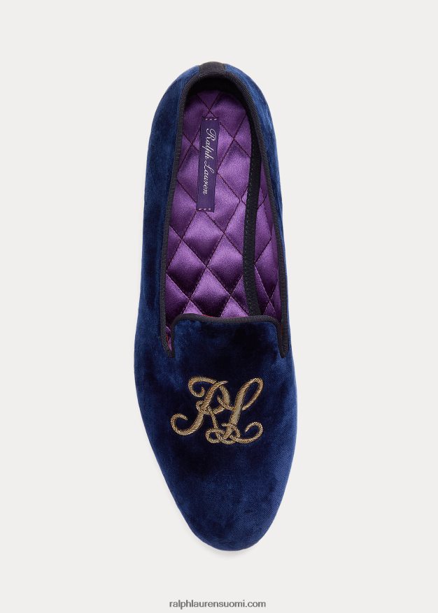 Ralph Lauren naiset alonzo brodeerattu samettitossu 0Z24ZR9678 meren laivasto