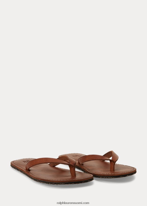 Ralph Lauren naiset nahkainen varvastossu 0Z24ZR4983 tumman ruskea