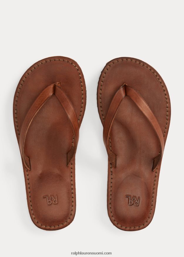 Ralph Lauren naiset nahkainen varvastossu 0Z24ZR4983 tumman ruskea