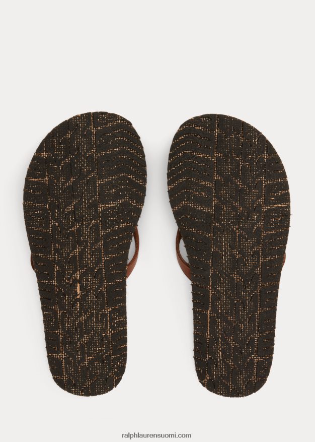 Ralph Lauren naiset nahkainen varvastossu 0Z24ZR4983 tumman ruskea