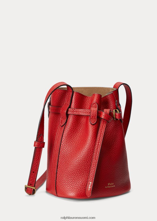 Ralph Lauren naiset nahkainen pieni bellport bucket laukku 0Z24ZR5201 rubiini