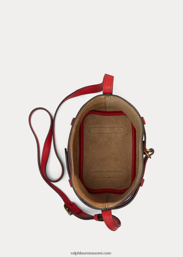 Ralph Lauren naiset nahkainen pieni bellport bucket laukku 0Z24ZR5201 rubiini