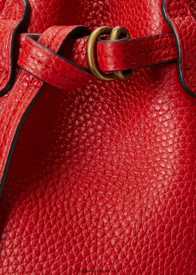 Ralph Lauren naiset nahkainen pieni bellport bucket laukku 0Z24ZR5201 rubiini