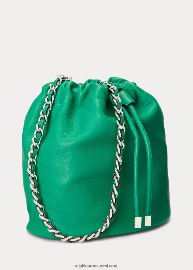 Ralph Lauren naiset nappanahkaa keskikokoinen emmi-bucket-laukku 0Z24ZR5369 palmun lehtiä