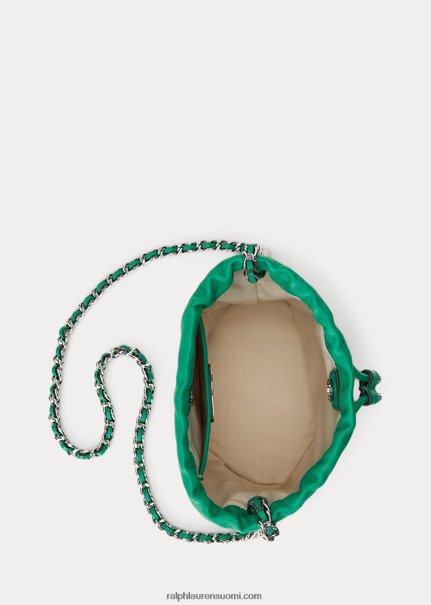 Ralph Lauren naiset nappanahkaa keskikokoinen emmi-bucket-laukku 0Z24ZR5369 palmun lehtiä