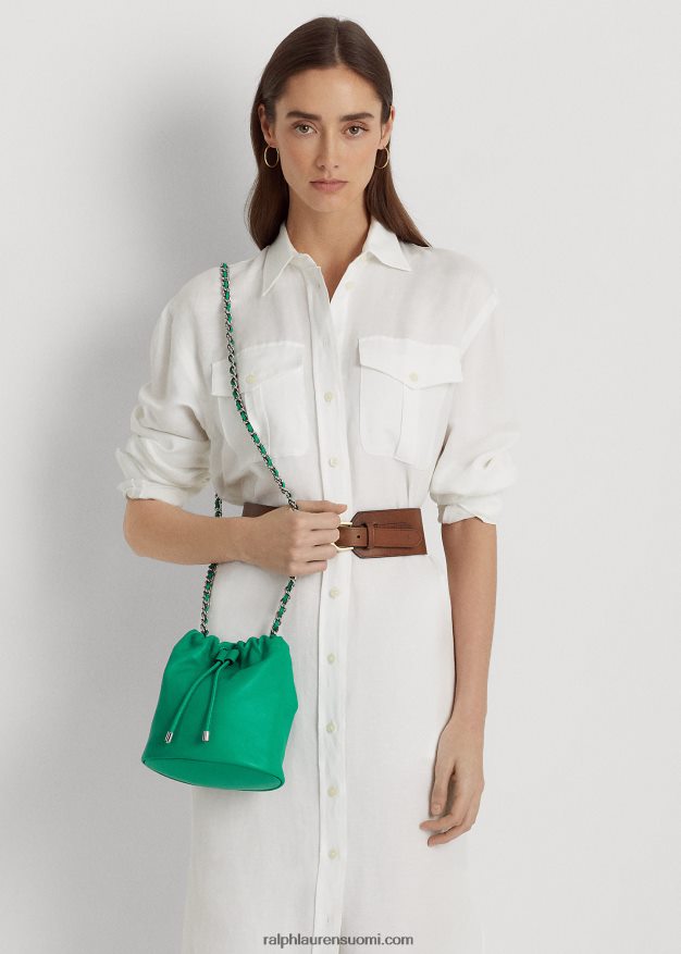 Ralph Lauren naiset nappanahkaa keskikokoinen emmi-bucket-laukku 0Z24ZR5369 palmun lehtiä