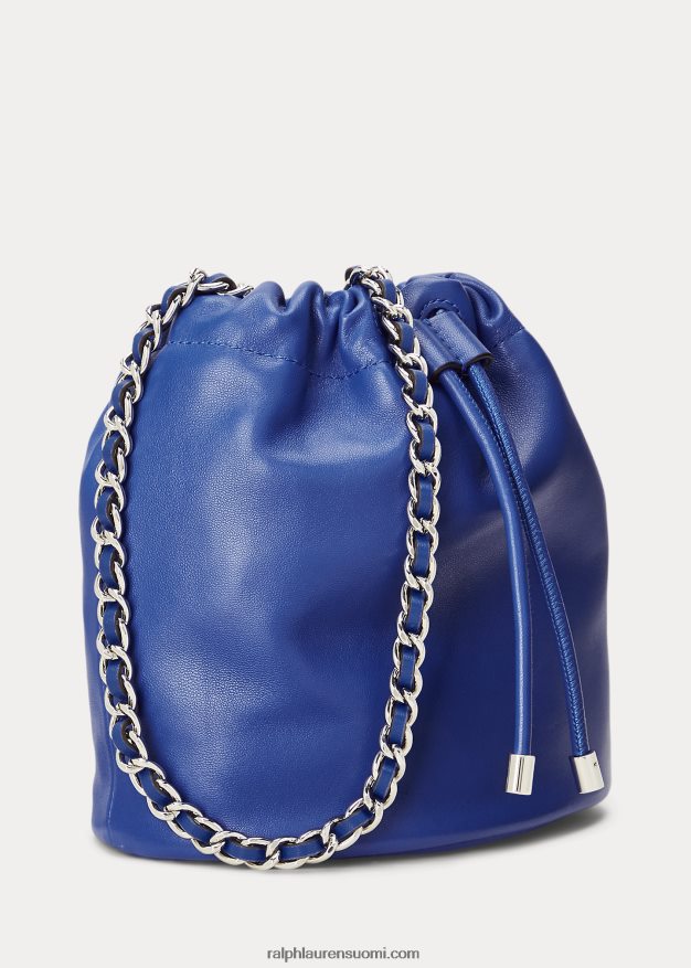 Ralph Lauren naiset nappanahkaa keskikokoinen emmi-bucket-laukku 0Z24ZR5370 sininen saturn