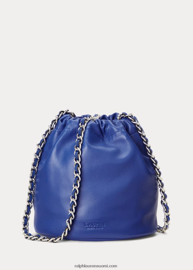 Ralph Lauren naiset nappanahkaa keskikokoinen emmi-bucket-laukku 0Z24ZR5370 sininen saturn